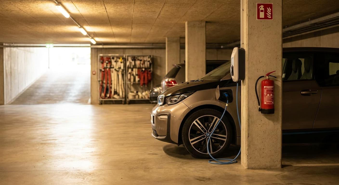 Brandschutz in der WEG-Tiefgarage: E-Autos rechtssicher
