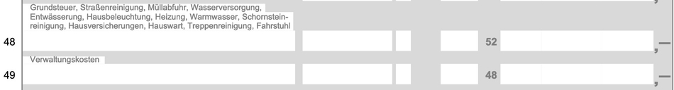 Alt tag: Die Zeilen 48 oder 49 der Anlage V des Formulars für die Steuererklärung. Hier wird das Hausgeld eingetragen.
